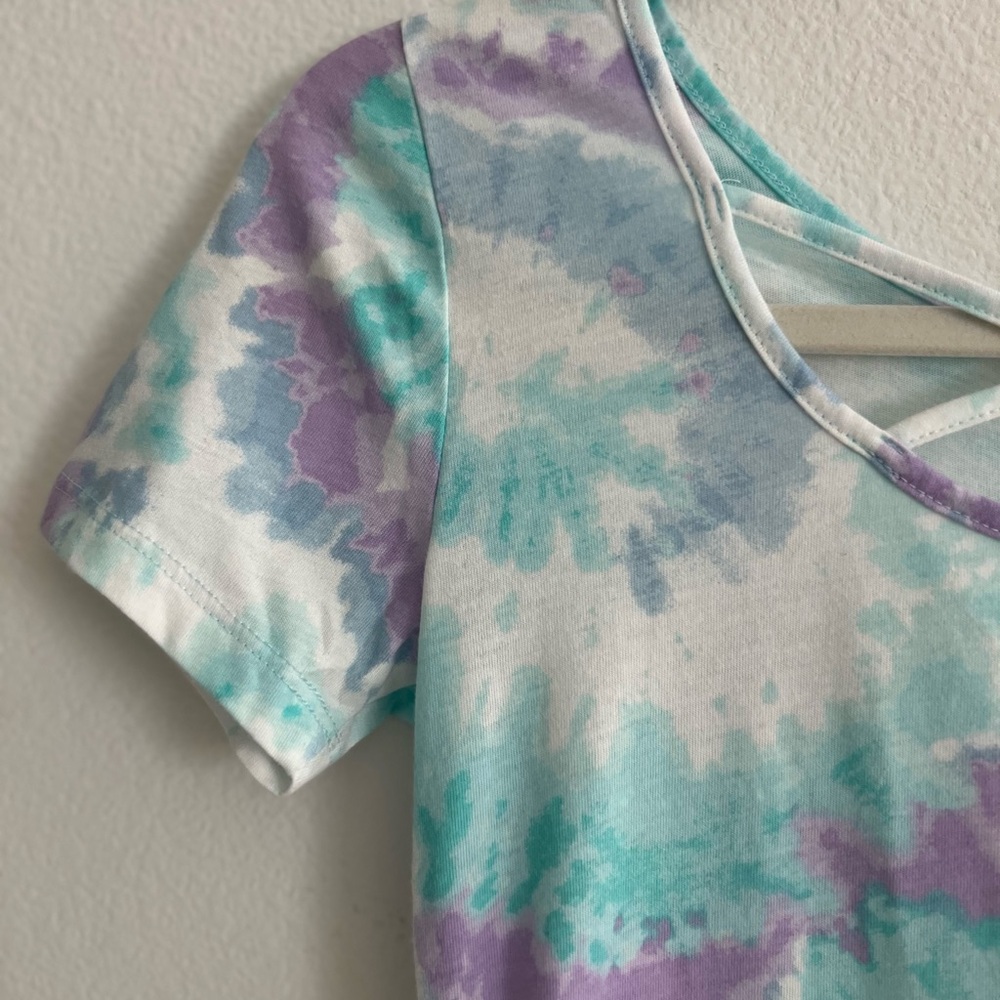 Blue and Green tye-dye Casual Sundress with Scoop Neck - Picture 10 of 16